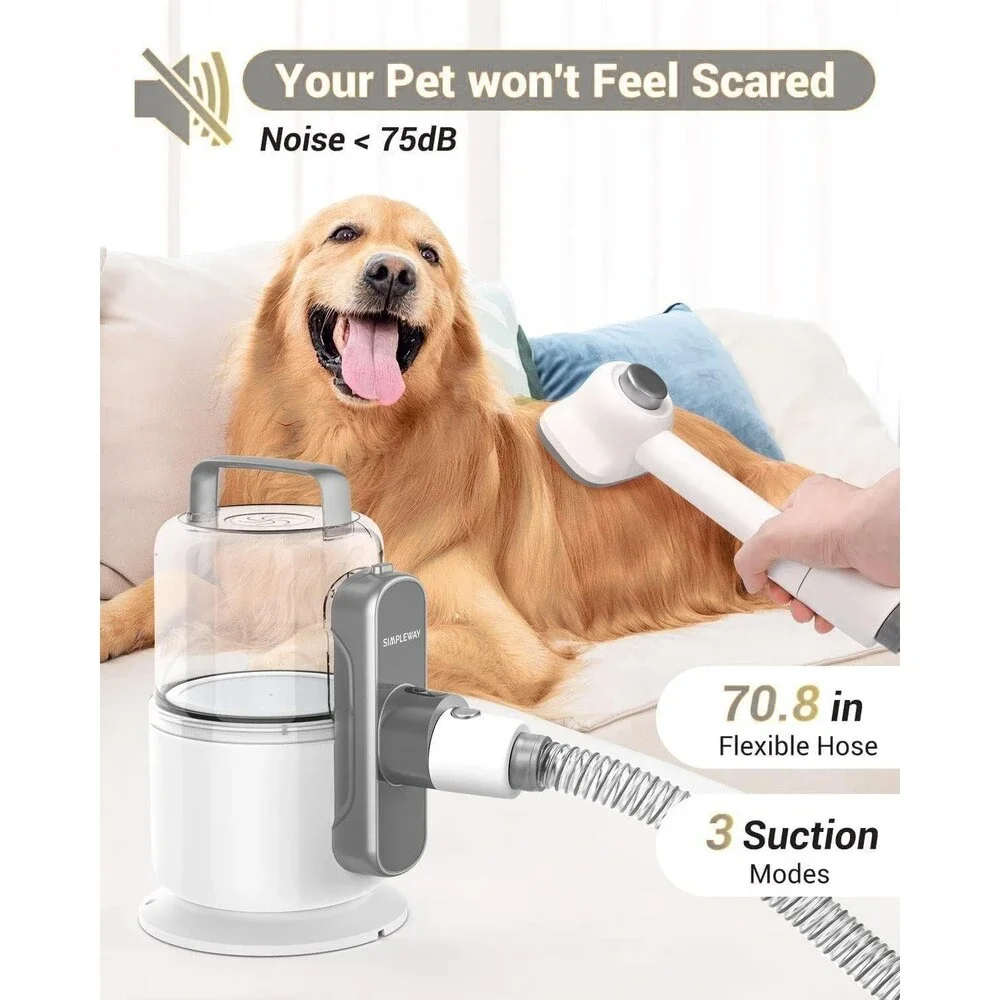 Dog Vacuum Grooming Kit for Shedding: Professional Hair Clippers Off-White NEW